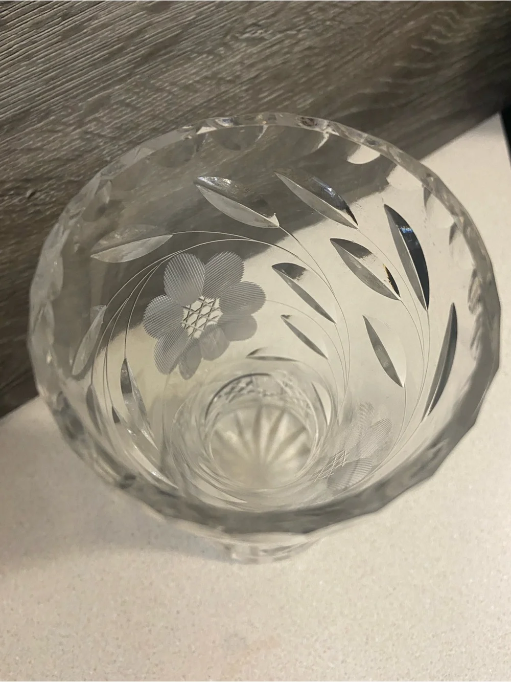 8” Antique American Brilliant Period Cut Glass Hourglass Vase Daisy Pattern
